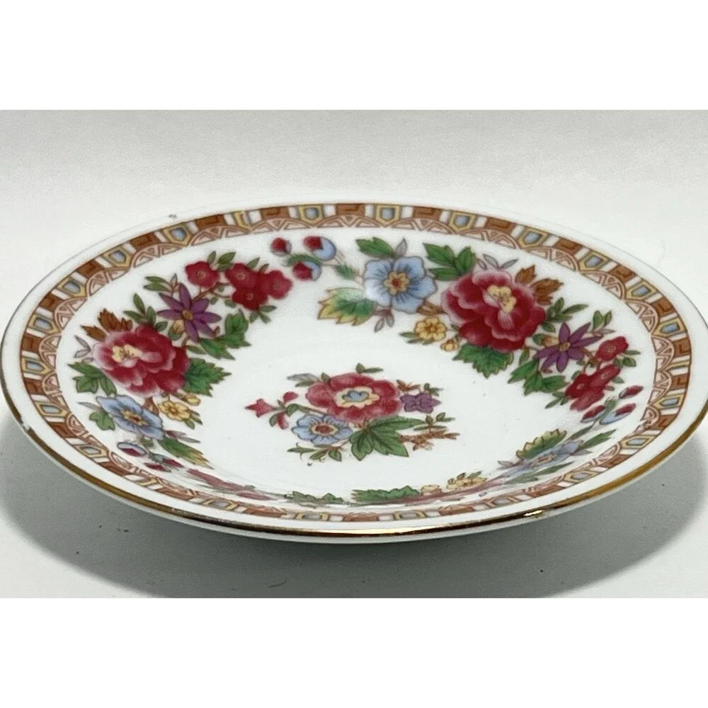 Mid Century Floral Chinese-Jingdezhen-Demitasse Saucer 4.5”